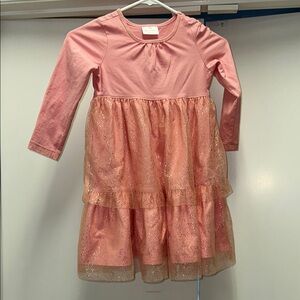Hanna Andersson Pink Sparkle Tiered Tulle Dress 110 5